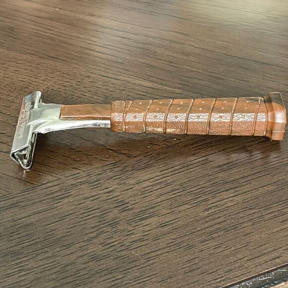 Vintage Schick Grip Razor Tennis Racket Wrapped Handle Brown Single Edge Safety - Picture 14 of 15